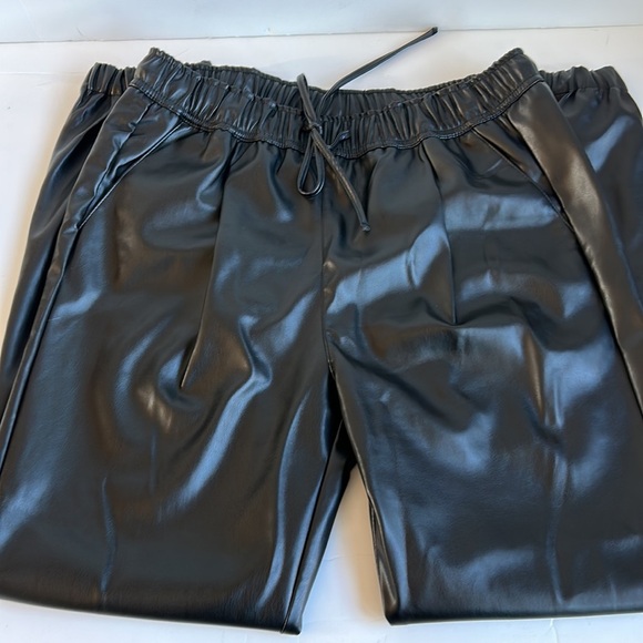 Love Tree vegan leather black drawstring jogger with 4 pockets. - Picture 3 of 16